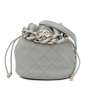 Chanel Cc Quilted Calfskin Resin Bi-color Chain Bucket Bag